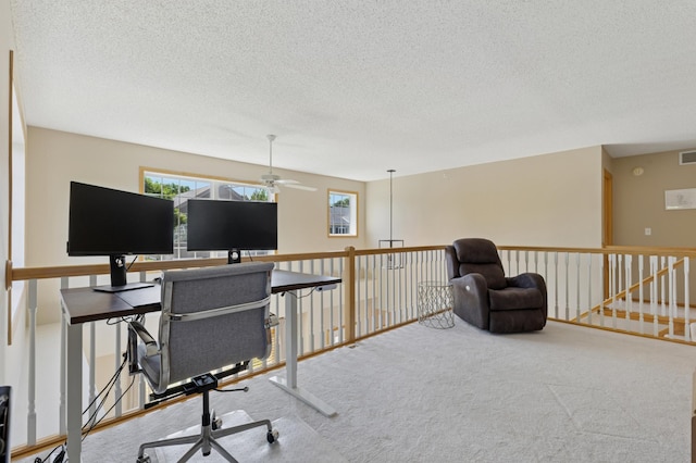 13915 52nd Ave N Unit 1204, Plymouth, MN 55446 - office featuring carpet floors, healthy amount of natural light, ceiling fan, and a textured ceiling