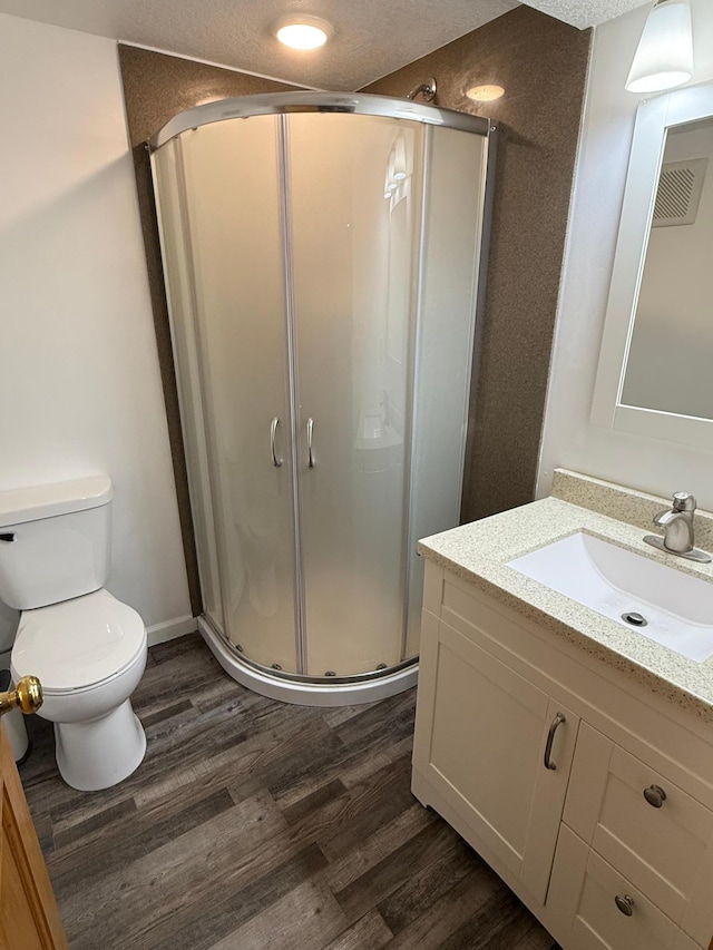 4527 Cushing Ave NW, Buffalo, MN 55313 - bathroom featuring wood finished floors, vanity, and a stall shower