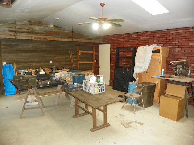4527 Cushing Ave NW, Buffalo, MN 55313 - below grade area with wood walls and ceiling fan