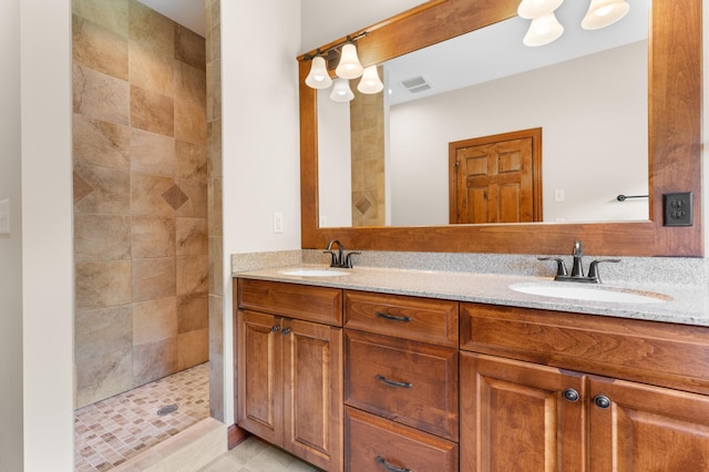 2309 Teakwood Ln SW, Rochester, MN 55902 - bathroom featuring double vanity and a tile shower