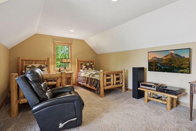 9449 Ehler Ave SE, Delano, MN 55328 - bedroom featuring light carpet and vaulted ceiling