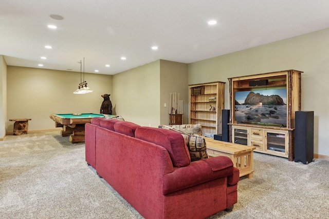 9449 Ehler Ave SE, Delano, MN 55328 - living room featuring carpet, pool table, and recessed lighting