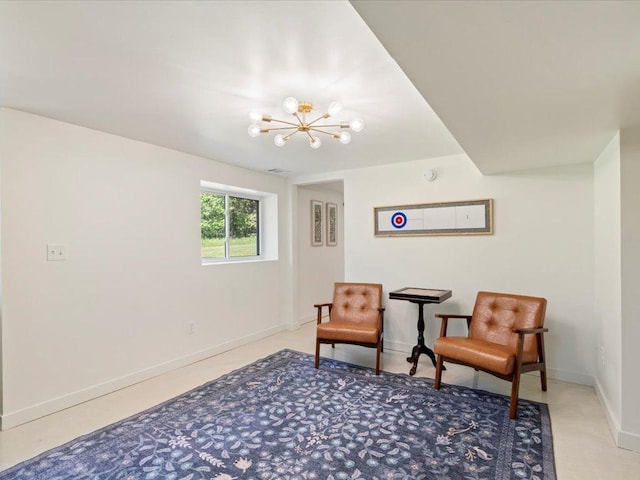 12698 Omega Ln, Center Twp, MN 56465 - sitting room with a chandelier and baseboards