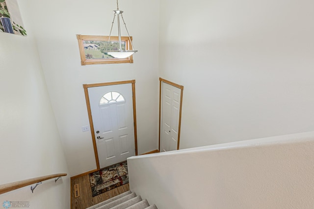 17123 Lakeview Ln, Audubon, MN 56511 - foyer entrance with a high ceiling and stairs