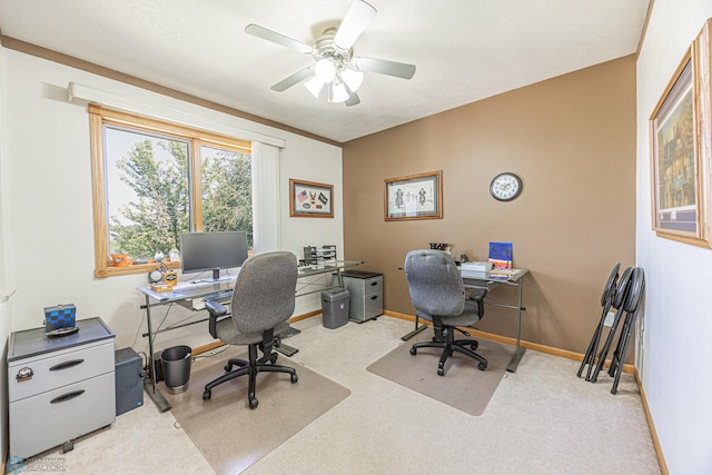 17123 Lakeview Ln, Audubon, MN 56511 - carpeted home office featuring a ceiling fan and baseboards