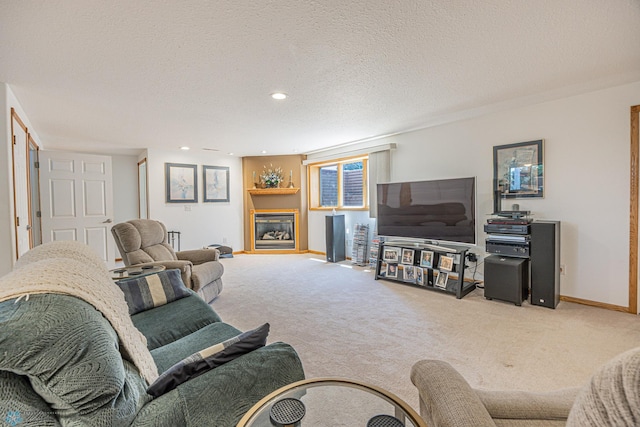 17123 Lakeview Ln, Audubon, MN 56511 - living area featuring carpet flooring, a textured ceiling, and recessed lighting