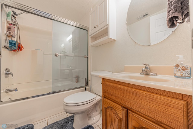 17123 Lakeview Ln, Audubon, MN 56511 - bathroom with tile patterned flooring, vanity, and enclosed tub / shower combo