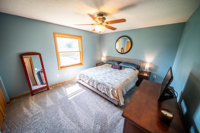 724 50th Ave NW, Rochester, MN 55901 - bedroom with carpet, a textured ceiling, and ceiling fan