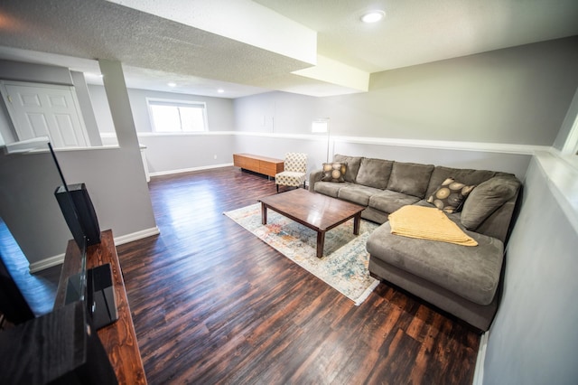 724 50th Ave NW, Rochester, MN 55901 - living room featuring wood finished floors, recessed lighting, and a textured ceiling