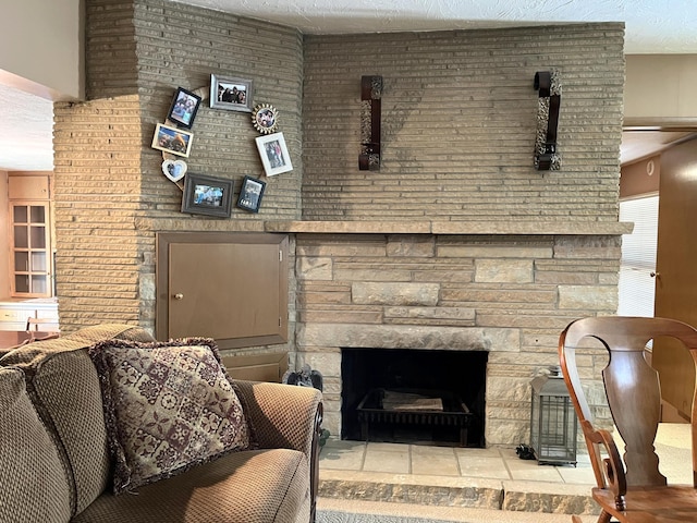 806 Highland Rd, Windom, MN 56101 - living room featuring a stone fireplace