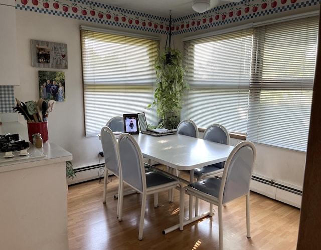 806 Highland Rd, Windom, MN 56101 - dining room featuring baseboard heating and light wood-style flooring