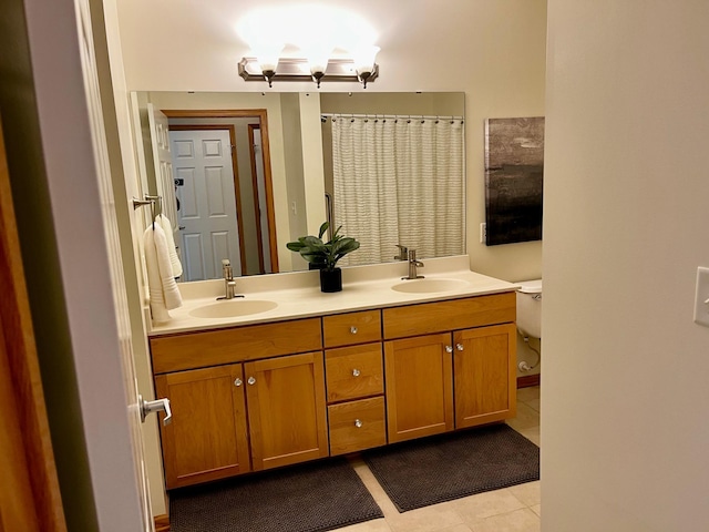 2100 Old School Rd Unit 206, Mound, MN 55364 - bathroom featuring tile patterned flooring, double vanity, and a shower with shower curtain