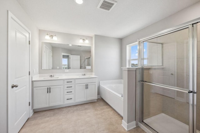 898 Laurel Ct, Chaska, MN 55318 - bathroom with double vanity, a garden tub, and a stall shower