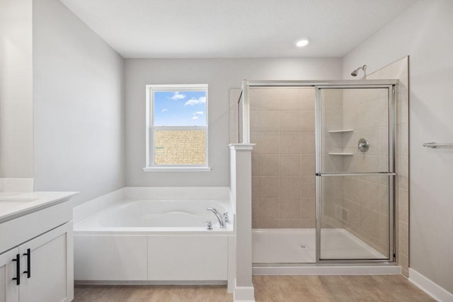 898 Laurel Ct, Chaska, MN 55318 - full bath with vanity, a bath, and a shower stall
