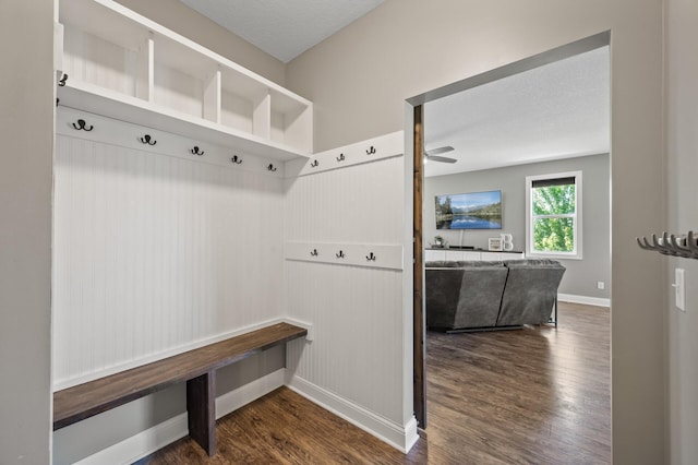 7850 242nd St, Wyoming, MN 55025 - mudroom with dark wood-type flooring and a ceiling fan