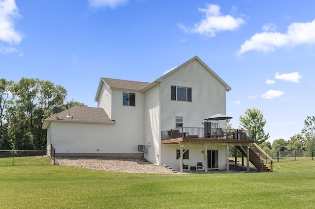7850 242nd St, Wyoming, MN 55025 - back of house featuring stairs, a wooden deck, and a shingled roof