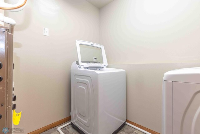 2054 12th St W, West Fargo, ND 58078 - laundry room with washing machine and clothes dryer and baseboards