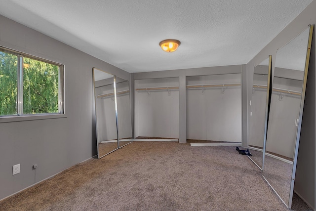 9353 Ideal Rd, Watab Twp, MN 56367 - unfurnished bedroom with carpet floors, a textured ceiling, and multiple closets