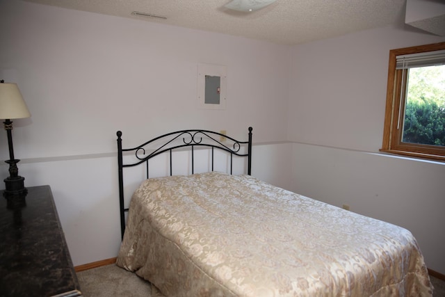 3930 99th Ave NE, Blaine, MN 55014 - carpeted bedroom with a textured ceiling and electric panel