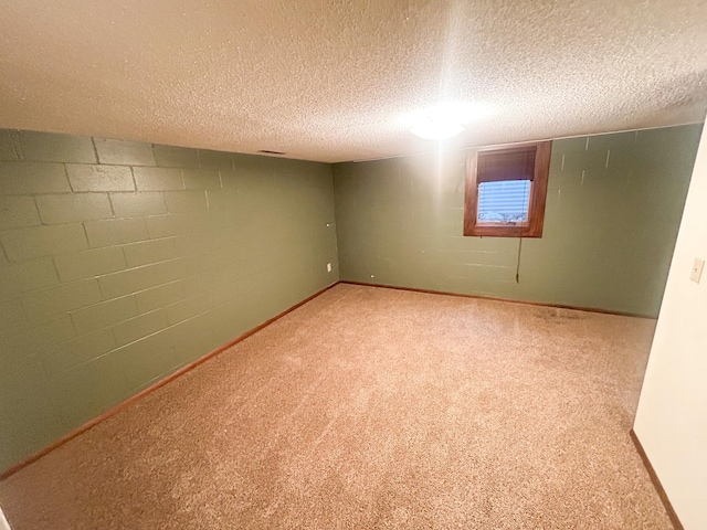 428 16th St, Windom, MN 56101 - carpeted spare room featuring a textured ceiling and concrete block wall