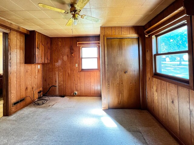 290 5th Ave, Granite Falls, MN 56241 - carpeted empty room featuring wooden walls and a ceiling fan