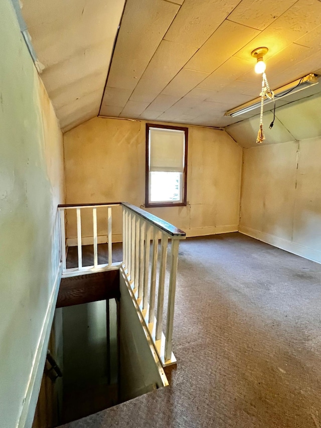 290 5th Ave, Granite Falls, MN 56241 - stairs featuring lofted ceiling and carpet flooring