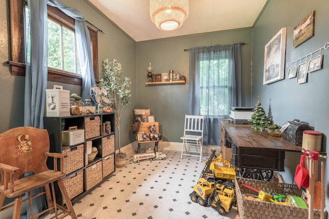 27960 County Highway 88, Carlisle Twp, MN 56537 - office area with tile patterned floors and baseboards