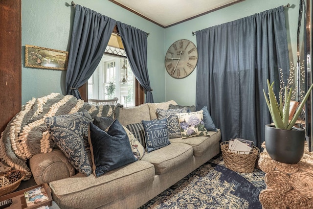 27960 County Highway 88, Carlisle Twp, MN 56537 - living room featuring crown molding