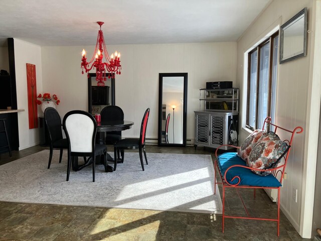 2040 Summit Dr, Cushing, MN 56443 - dining space featuring a chandelier and stone finish floors
