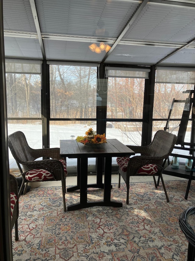 2040 Summit Dr, Cushing, MN 56443 - sunroom / solarium featuring outdoor dining area, healthy amount of natural light, and carpet floors