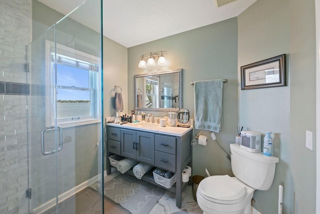 4936 210th St N, Forest Lake, MN 55025 - full bath featuring marble finish floors, a shower stall, and vanity