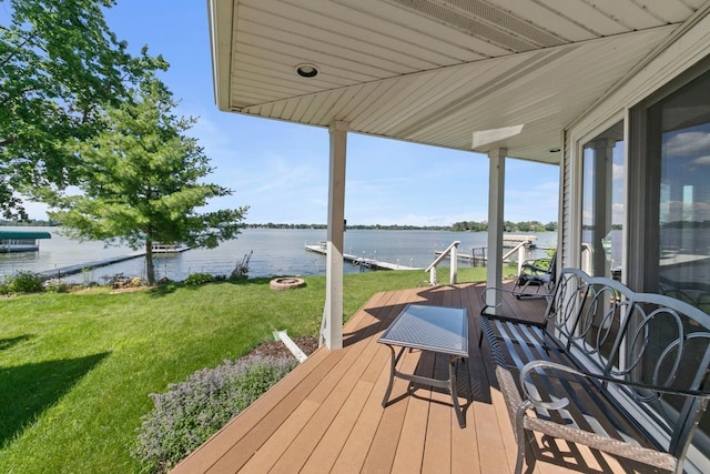 4936 210th St N, Forest Lake, MN 55025 - deck with a water view and a yard