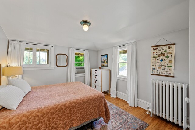 3841 Columbus Ave, Minneapolis, MN 55407 - bedroom with radiator heating unit, wood finished floors, and cooling unit