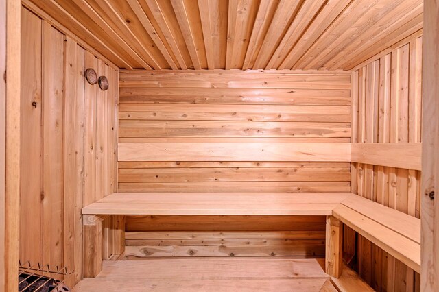 3841 Columbus Ave, Minneapolis, MN 55407 - sauna featuring wood ceiling and wooden walls