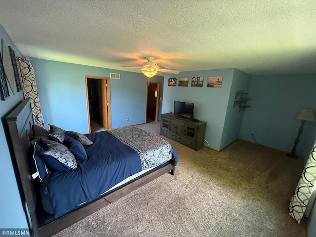 2052 Wilhelm Ct, Shakopee, MN 55379 - carpeted bedroom with a textured ceiling and a ceiling fan