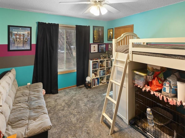 2052 Wilhelm Ct, Shakopee, MN 55379 - bedroom featuring carpet, a textured ceiling, and ceiling fan