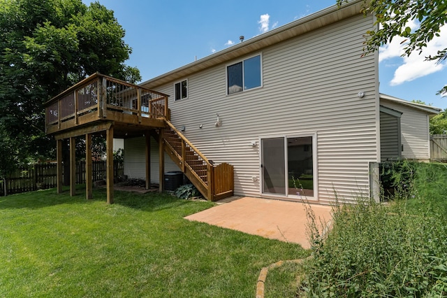 4626 Savannah Dr NW, Rochester, MN 55901 - rear view of property with a wooden deck, stairs, and a patio area