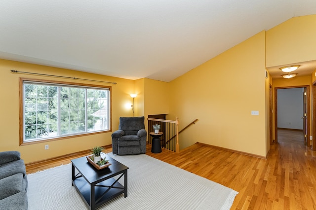 4626 Savannah Dr NW, Rochester, MN 55901 - living room featuring vaulted ceiling and light wood finished floors