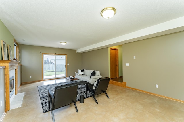 4626 Savannah Dr NW, Rochester, MN 55901 - living area featuring a tile fireplace and a textured ceiling