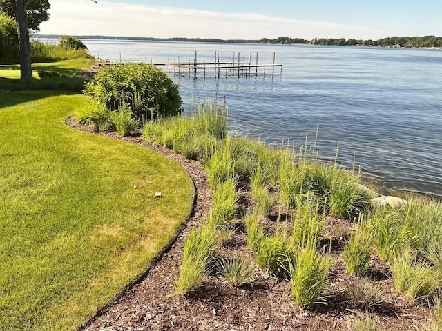 1105 Ferndale Rd W, Orono, MN 55391 - dock area featuring a yard and a water view