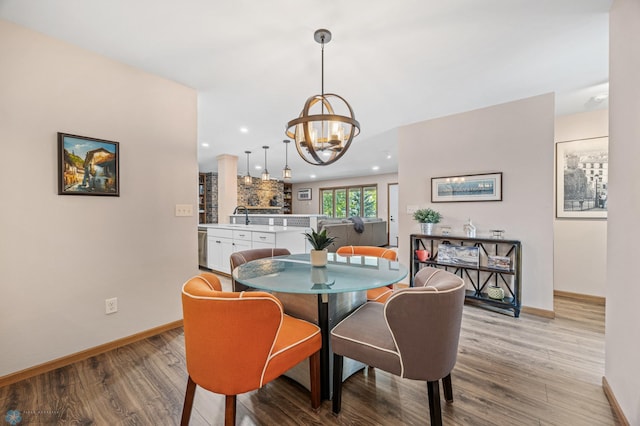 2636 18th St S Unit 8, Fargo, ND 58103 - dining room featuring light wood-type flooring, a chandelier, and recessed lighting