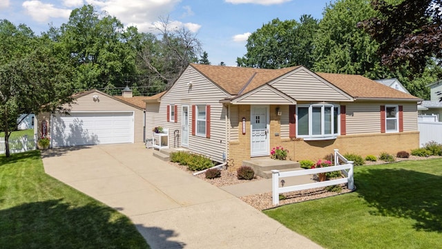 8300 Sheridan Ave S, Bloomington, MN 55431 - view of front of home with brick siding, a detached garage, roof with shingles, and an outbuilding
