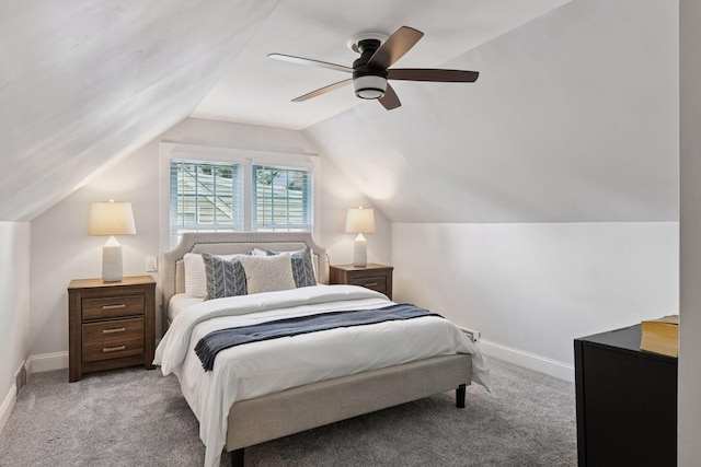 5917 Oliver Ave S, Minneapolis, MN 55419 - carpeted bedroom with lofted ceiling and ceiling fan