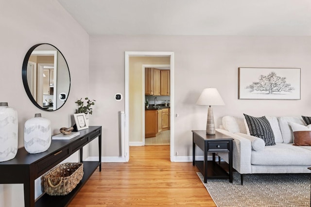 5917 Oliver Ave S, Minneapolis, MN 55419 - living room featuring light wood-style floors and baseboards