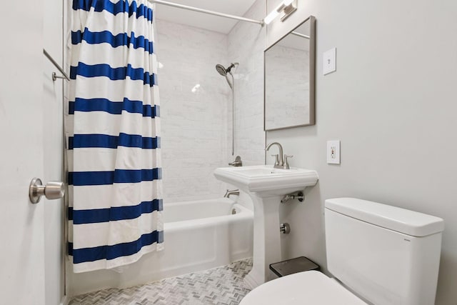 5917 Oliver Ave S, Minneapolis, MN 55419 - bathroom with shower / bath combination with curtain and tile patterned floors