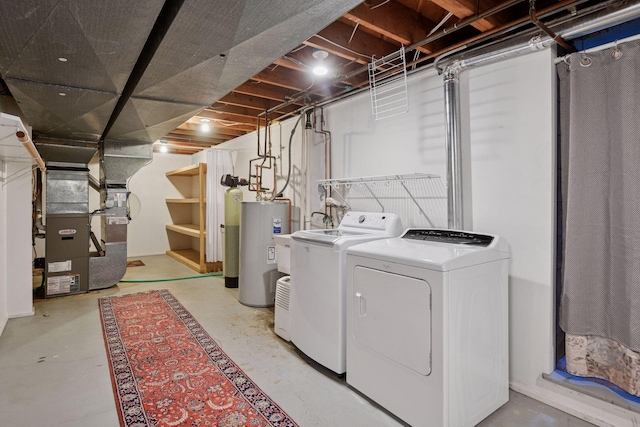 3918 Willmatt Hl, Minnetonka, MN 55305 - washroom with electric water heater, washing machine and clothes dryer, and heating unit