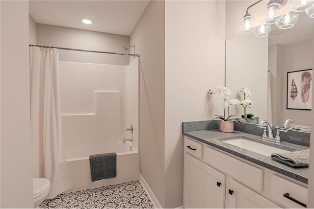 6006 Fuller Cir, Wyoming, MN 55092 - bathroom with shower / bath combination with curtain, vanity, and recessed lighting