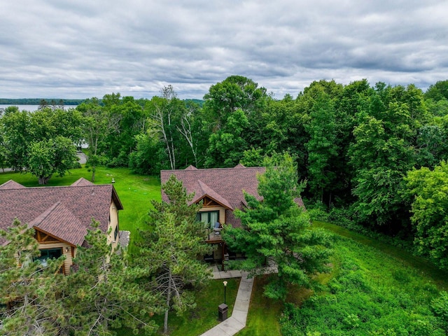 24909 Sandy Ln, Bay Lake Twp, MN 56444 - aerial view of property and surrounding area featuring a nearby body of water and a heavily wooded area