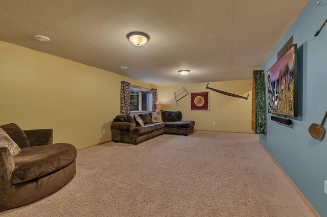 511 8th St SW, Rice, MN 56367 - carpeted living area featuring a textured ceiling and baseboards