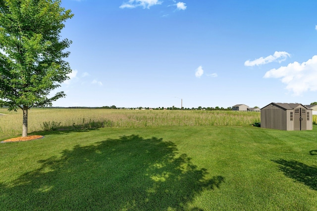 511 8th St SW, Rice, MN 56367 - view of grassy yard with a storage unit and a rural view